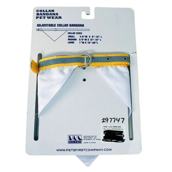 NCAA Medium Pet Reflective Bandana Dog Collar Louisiana State University LSU - Picture 2 of 2